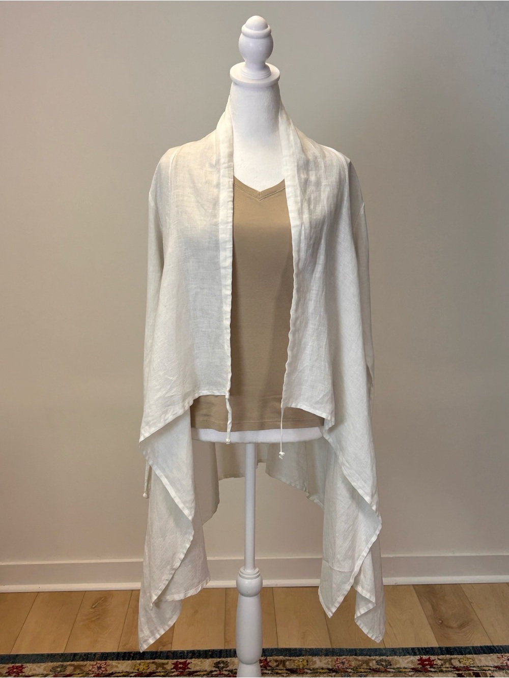 Bryn Walker 100% Linen Kai Jacket White Asymmetrical Drape Cardigan Medium